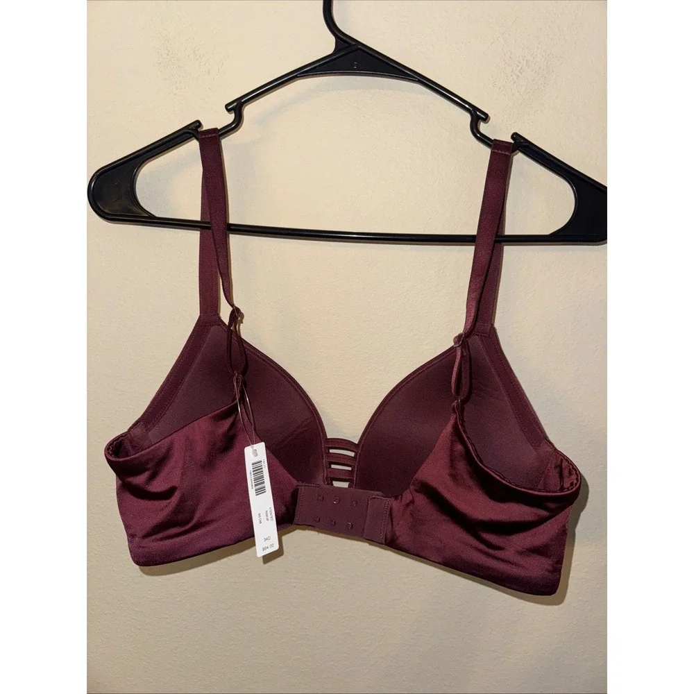 Soma Stunning‎ Push Up Bra 34D Black Cherry Burgundy Underwire Caged Detail New